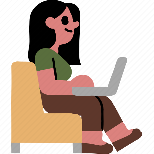 Woman, working, sofa, computer, labtop icon - Download on Iconfinder
