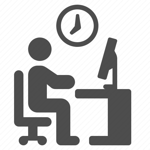 Clock, cubicle, desk, job, man, office, working icon - Download on Iconfinder