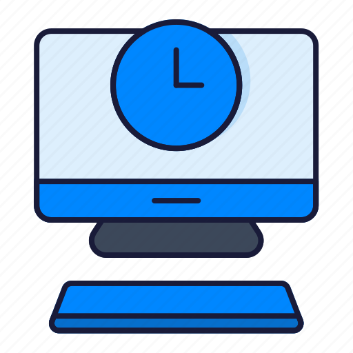 Clock, computer, desktop, time, office, material icon - Download on Iconfinder