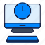 clock, computer, desktop, time, office, material 