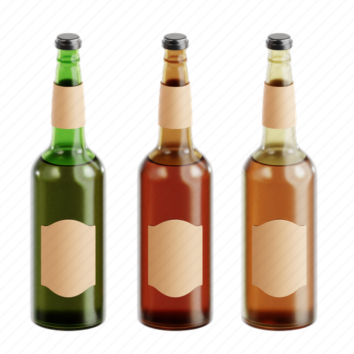 Bottles, bottle, beverage container, drink packaging, oktoberfest, glassware, 3d icon 3D illustration - Download on Iconfinder
