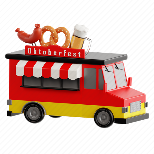 Food, truck, food truck, mobile kitchen, street food, oktoberfest, culinary 3D illustration - Download on Iconfinder
