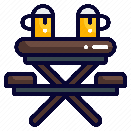 Bench, drink, cheer up, chair, table icon - Download on Iconfinder