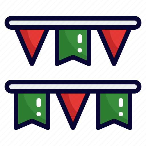 Garlands, flags, green, red, holiday icon - Download on Iconfinder