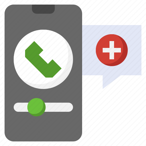 Emergency, call, phone, mobile, red, cross, smartphone icon - Download on Iconfinder