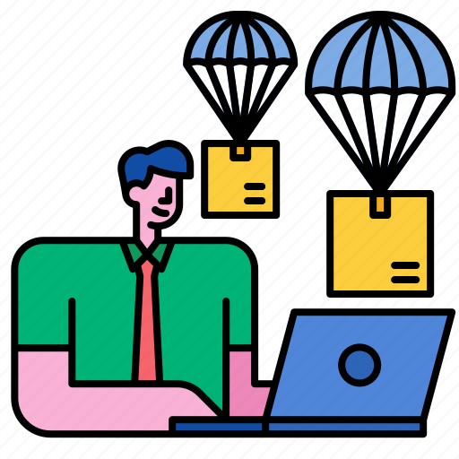 Dropshipper, shipping, delivery, supplies, parachute, box icon - Download on Iconfinder