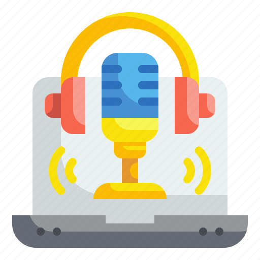 Communications, conversation, laptop, microphone, podcast, record, voice icon - Download on Iconfinder
