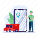 delivery service, delivery truck, delivery transport, online navigation, shipment tracking 