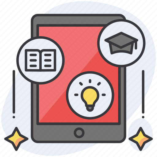 Creative app, application, education, tablet, book, hat, bulb icon - Download on Iconfinder