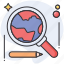 glass, magnifier, search, zoom, find, location, map, globe, global 