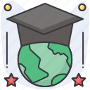 education, global, student hat, star, graduation cap, study, earth, globe, world