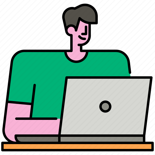 Man, education, knowledge, laptop, learning, online, study icon - Download on Iconfinder