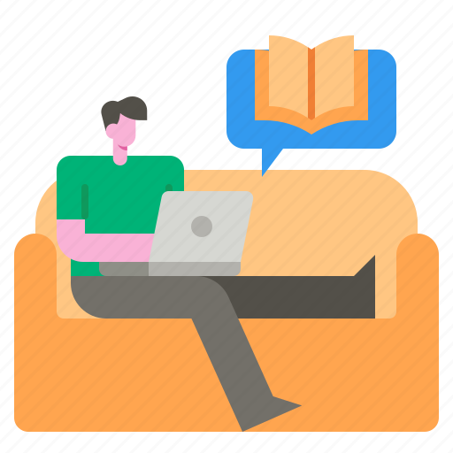 Comfortable, home, room, work, laptop, sofa, learning icon - Download on Iconfinder