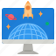 computer, rocket, startup, internet, launch, learning, monitor 