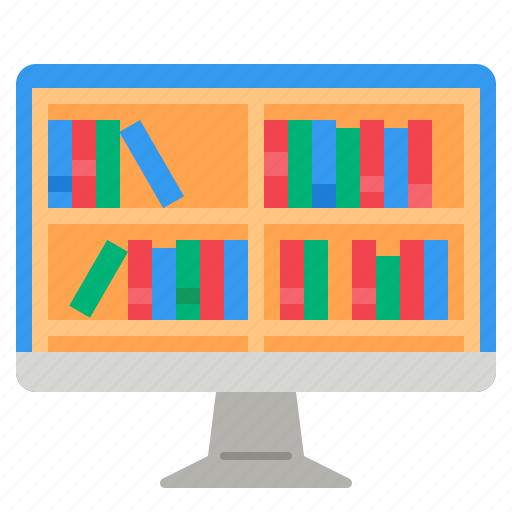 Digital, library, electronic, software, online, bookshelf icon - Download on Iconfinder