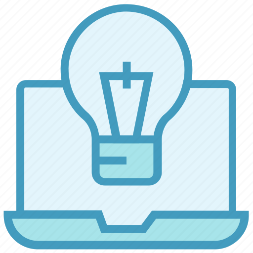 Bulb, creative, education, idea, laptop, light, online education icon - Download on Iconfinder