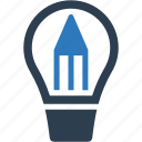 creative, idea, bulb, light, pen