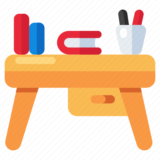 Study desk, study table, study corner, books drawer, books table icon - Download on Iconfinder