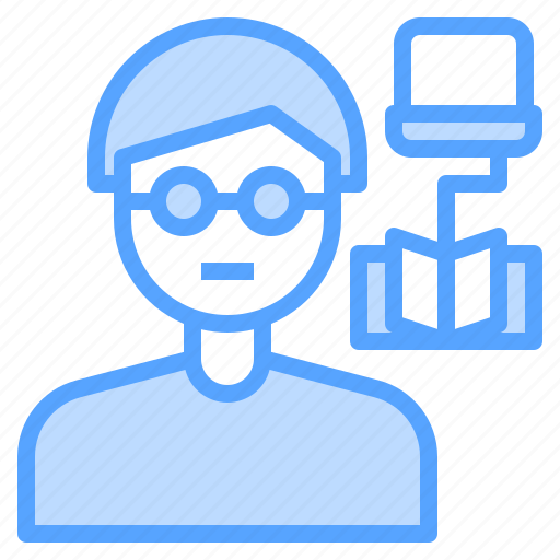 Book, laptop, learning, man, online icon - Download on Iconfinder