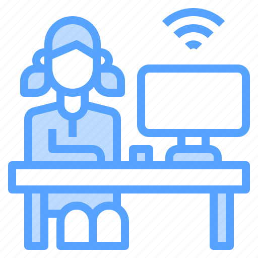 Computer, internet, learning, online, women icon - Download on Iconfinder