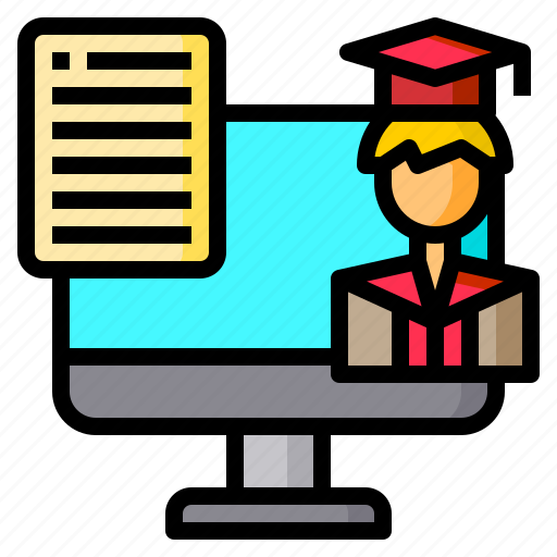 Computer, document, education, graduate, learning, online icon - Download on Iconfinder