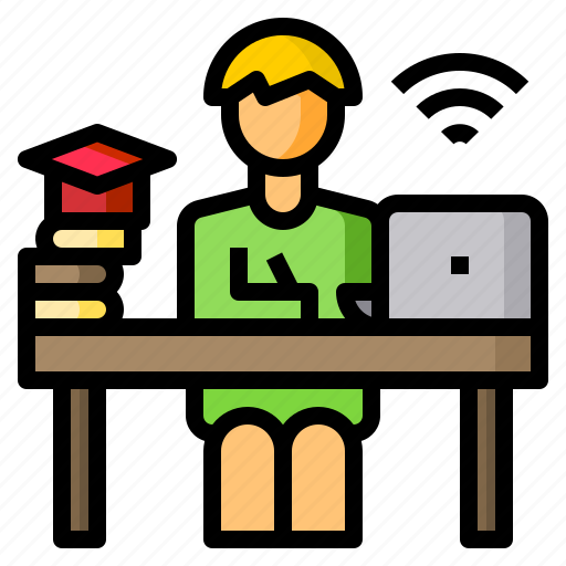 Books, laptop, learning, man, online icon - Download on Iconfinder