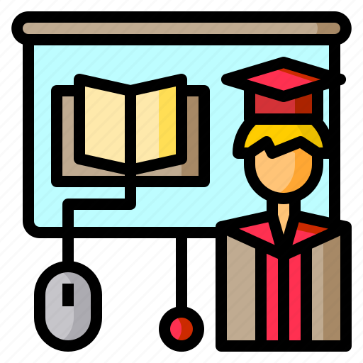 Book, graduate, mouse, online, presentation icon - Download on Iconfinder