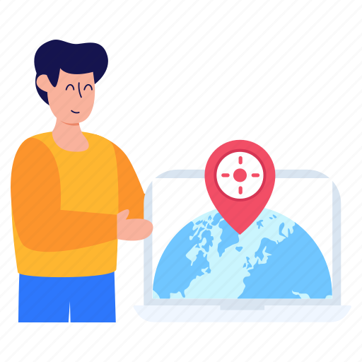 Global location, geolocation, gps, online navigation, world location illustration - Download on Iconfinder