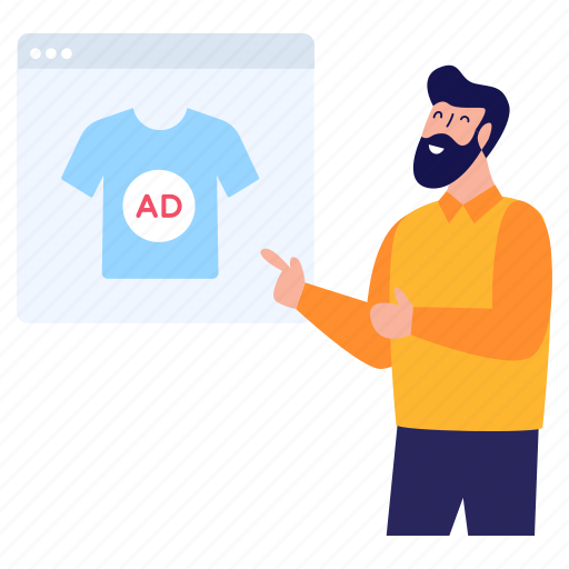 T shirt ad, clothes ad, sponsored ads, clothes website, web ad illustration - Download on Iconfinder