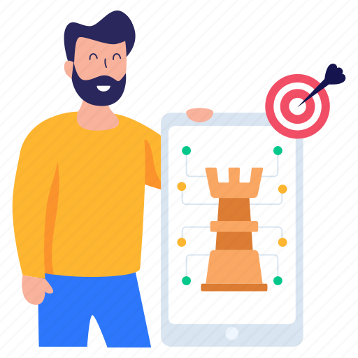 Mobile target, online target, digital strategy, digital goal, mobile strategy illustration - Download on Iconfinder