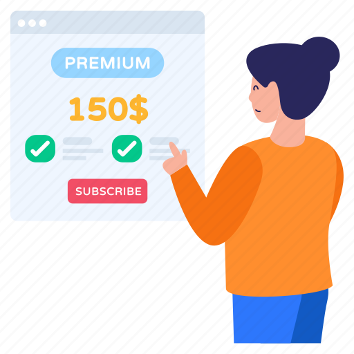 Premium subscription, subscription model, online subscription, subscription payment, subscribe premium plan illustration - Download on Iconfinder