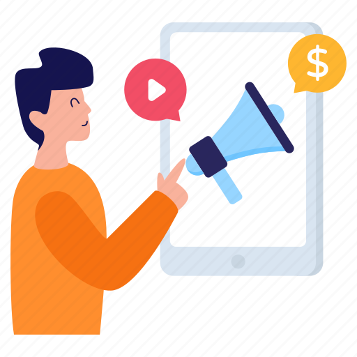 Video marketing, digital marketing, mobile marketing, financial promotion, financial marketing illustration - Download on Iconfinder