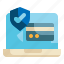 laptop, online, protect, credit, shopping, internet, payment icon 