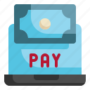 online, laptop, cash, credit, shopping, internet, payment icon