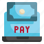 online, laptop, cash, credit, shopping, internet, payment icon 