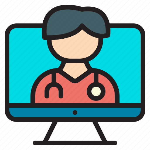 Online, doctor, contactless, medical, healthcare, telemedicine, video call icon - Download on Iconfinder