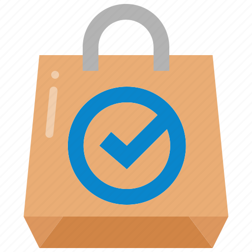 Confirm, check, mark, shopping, bag, verification, approve icon - Download on Iconfinder