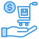 cart, hand, online, payment, shopping