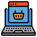 basket, laptop, online, order, shopping