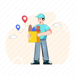 delivery boy, grocery delivery, delivery services, products, delivery location 
