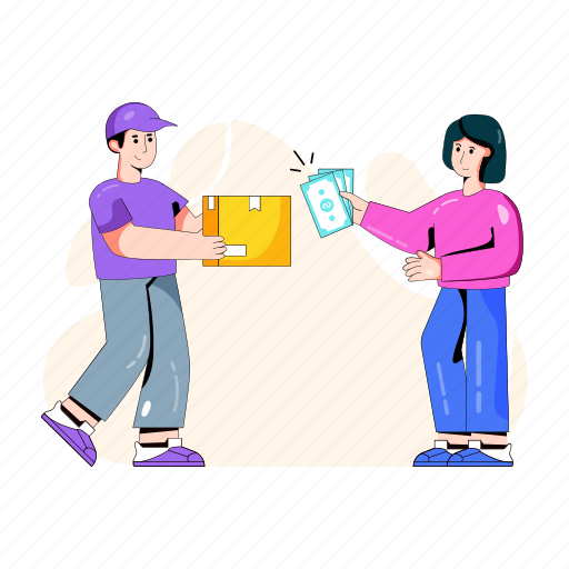 Delivery boy, cash on delivery, home delivery, delivery payment, shipping service illustration - Download on Iconfinder