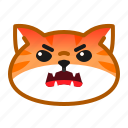 cute, cat, orange, emoticon, fang, angry 