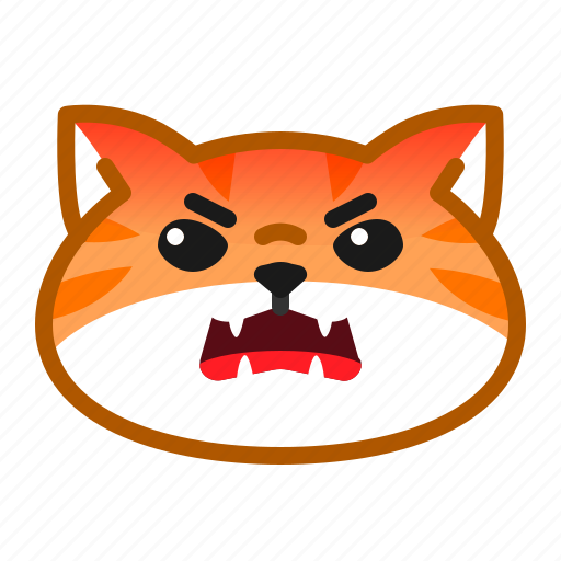 Cute, cat, orange, emoticon, fang, angry icon - Download on Iconfinder