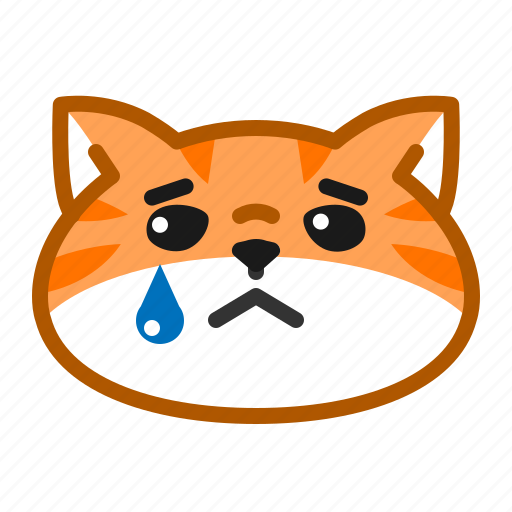 Cute, cat, orange, emoticon, sad, cry icon - Download on Iconfinder