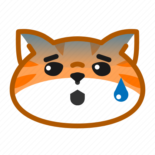 Cute, cat, orange, emoticon, sweating icon - Download on Iconfinder