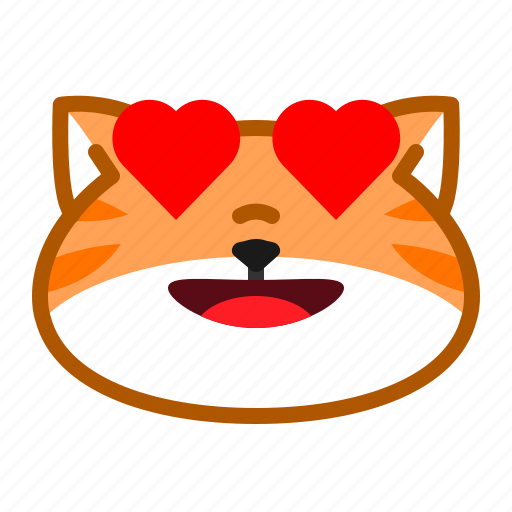 Cute, cat, orange, emoticon, love icon - Download on Iconfinder