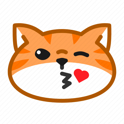Cute, cat, orange, emoticon, blow, kiss icon - Download on Iconfinder