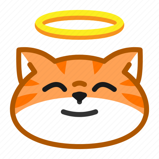 Cute, cat, orange, emoticon, angel icon - Download on Iconfinder