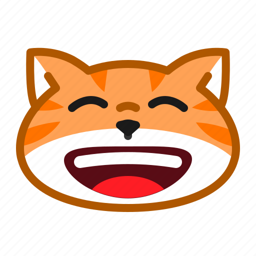 Cute, cat, orange, emoticon, laugh icon - Download on Iconfinder
