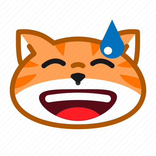 Cute, cat, orange, emoticon, sweat icon - Download on Iconfinder
